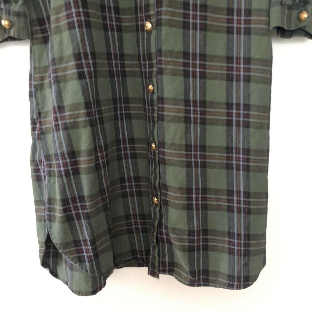 Zara Womens 3/4 Sleeve Button Front Collared Plaid Dress Green S Small - Picture 3 of 9